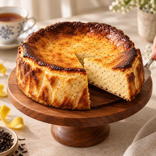 Black Sesame Basque cheesecake close product view