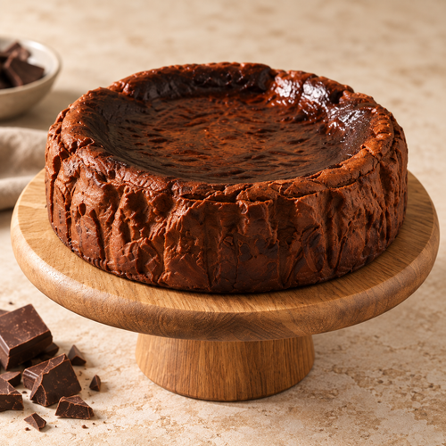 Chocolate Basque cheesecake close product view