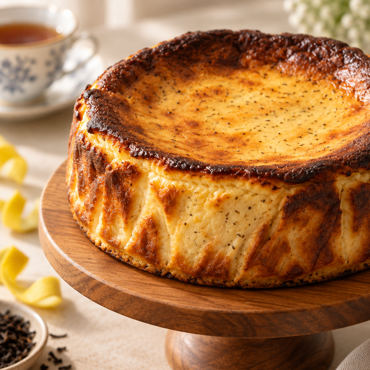 Earl Grey Basque cheesecake close product view